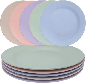 LuckyZone 11inch/5pcs Wheat Straw Plates - Reusable & Unbreakable Plate - Dishwasher & Microwave Safe - Perfect for Dinner Dishes - Healthy, Lightweight, BPA Free & Eco-Friendly (5 colors)