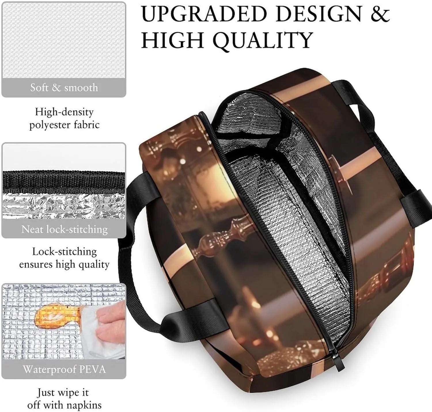 Lunch Bag Reusable Insulated Lunch Box for Women Men Leakproof Cooler Bag Candle Holder on Dining Table Portable Lunchbox Adults Small Lunch Tote Bag for Office Work Picnic Travel