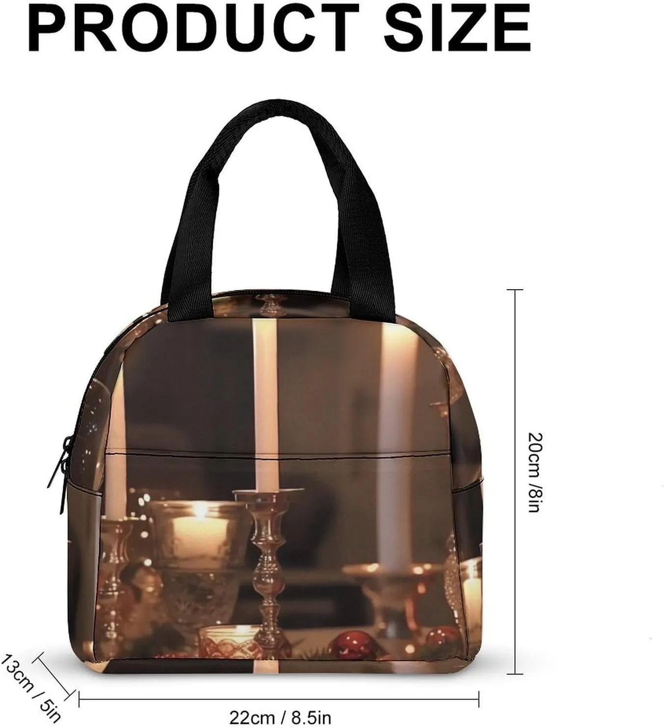 Lunch Bag Reusable Insulated Lunch Box for Women Men Leakproof Cooler Bag Candle Holder on Dining Table Portable Lunchbox Adults Small Lunch Tote Bag for Office Work Picnic Travel