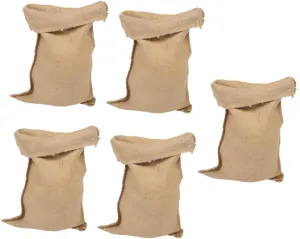 Lurrose 5pcs Heavy Duty Burlap Bags for Flooding Densely Woven Storage Sacks for Food Gardening and Transportation Multi Purpose Empty Burlap Bags
