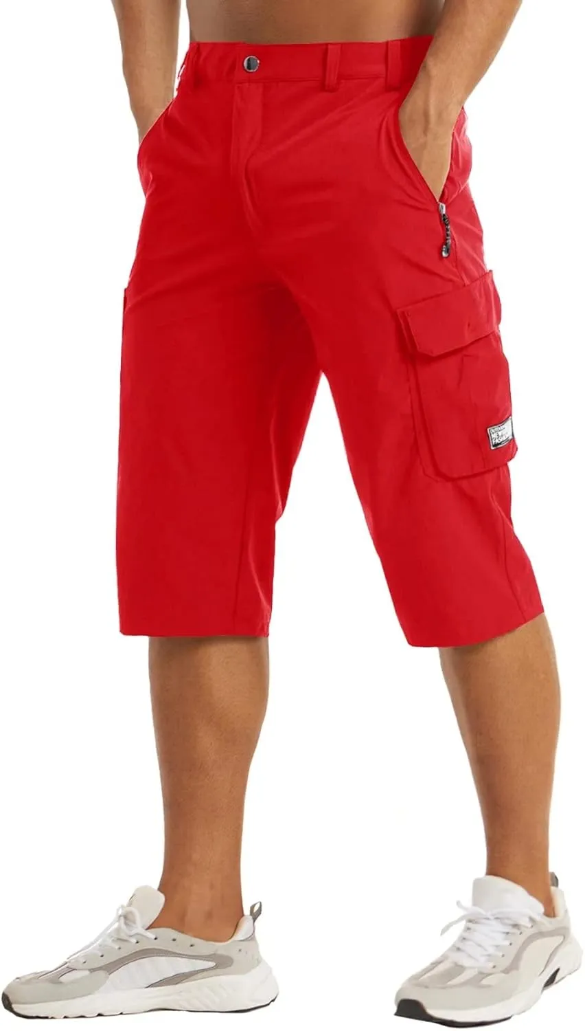 MAGCOMSEN Men's Workout Gym Shorts Quick Dry 3/4 Capri Pants Zipper Pockets Hiking Athletic Running Shorts
