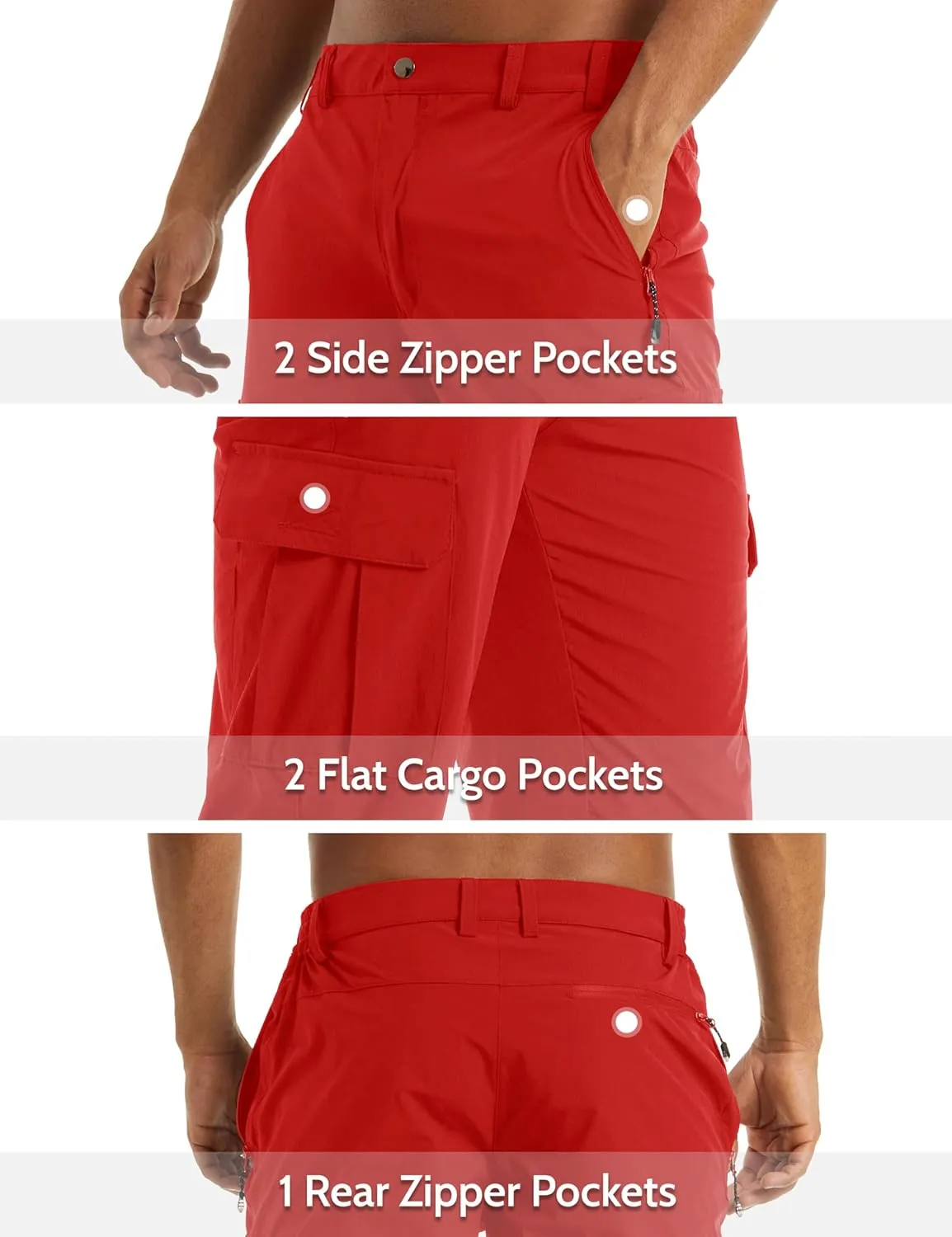 MAGCOMSEN Men's Workout Gym Shorts Quick Dry 3/4 Capri Pants Zipper Pockets Hiking Athletic Running Shorts