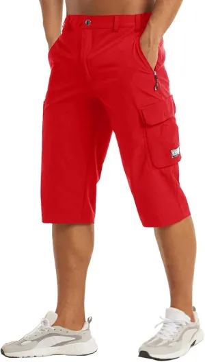 MAGCOMSEN Men's Workout Gym Shorts Quick Dry 3/4 Capri Pants Zipper Pockets Hiking Athletic Running Shorts