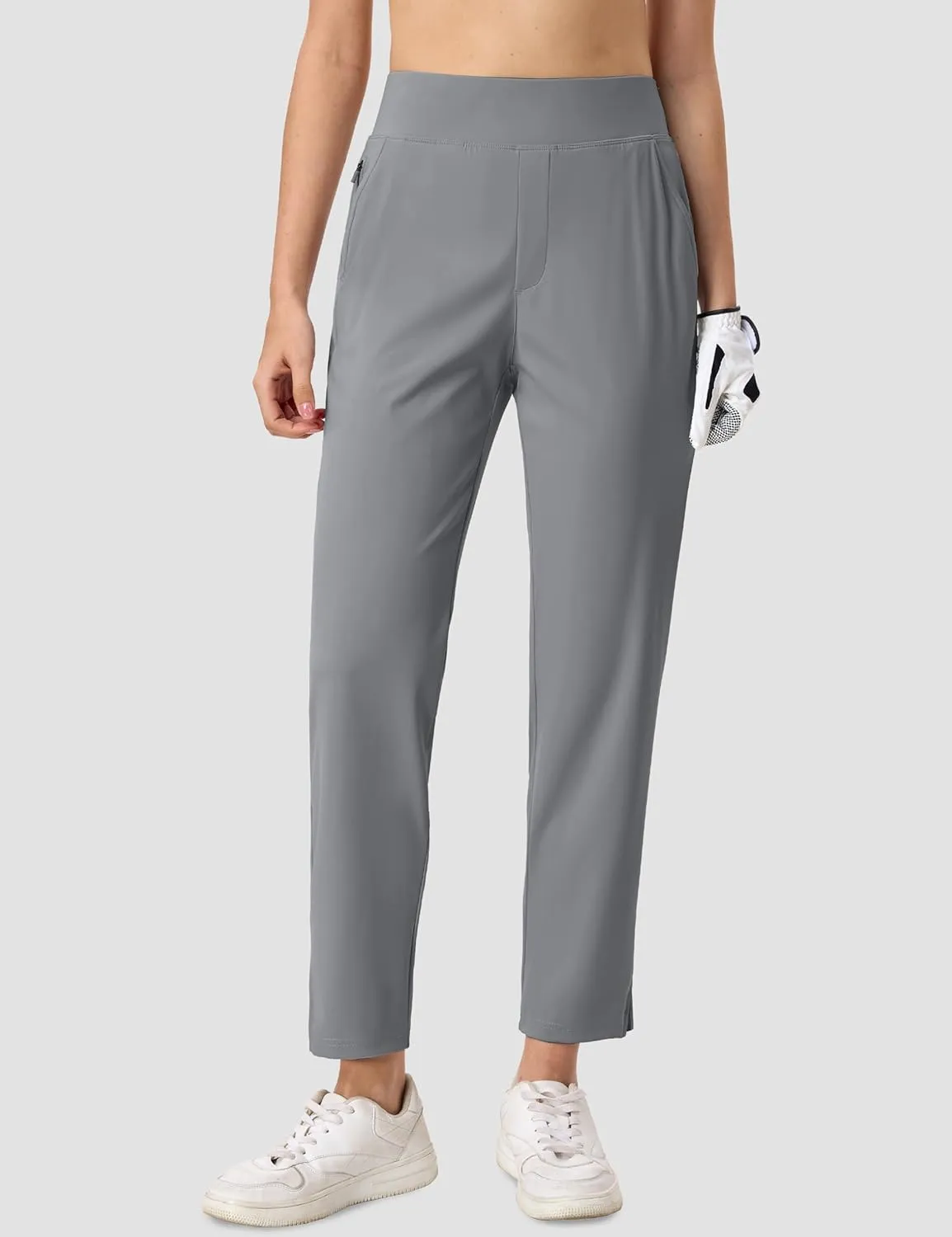 MAGCOMSEN Womens Golf Pants UPF 50  High Waisted Stretch 7/8 Ankle Dress Work Casual Slack Summer Travel Pants 5 Pockets