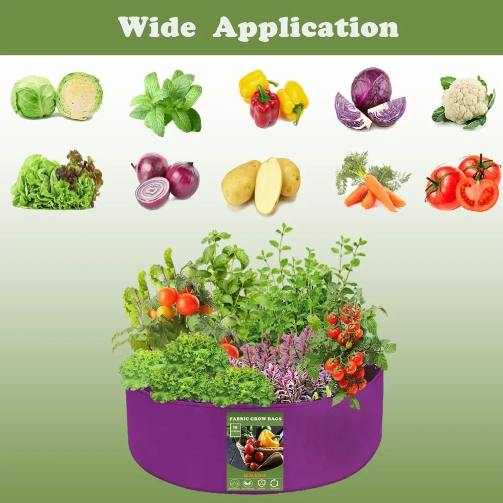 Maius Potato Grow Bag, 15/50/100 Gallon Grow Bag Raised Garden Bed Bag Round Breathable Planting Grow Container for Potato Tomato Carrot