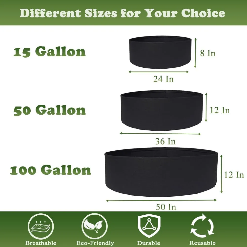 Maius Raised Garden Bed, 1550100 Gallon Grow Bags Felt Fabric Breathable Planting Container Grow Bag for Plants, Flower,Vegetables,Black,50 Gallon
