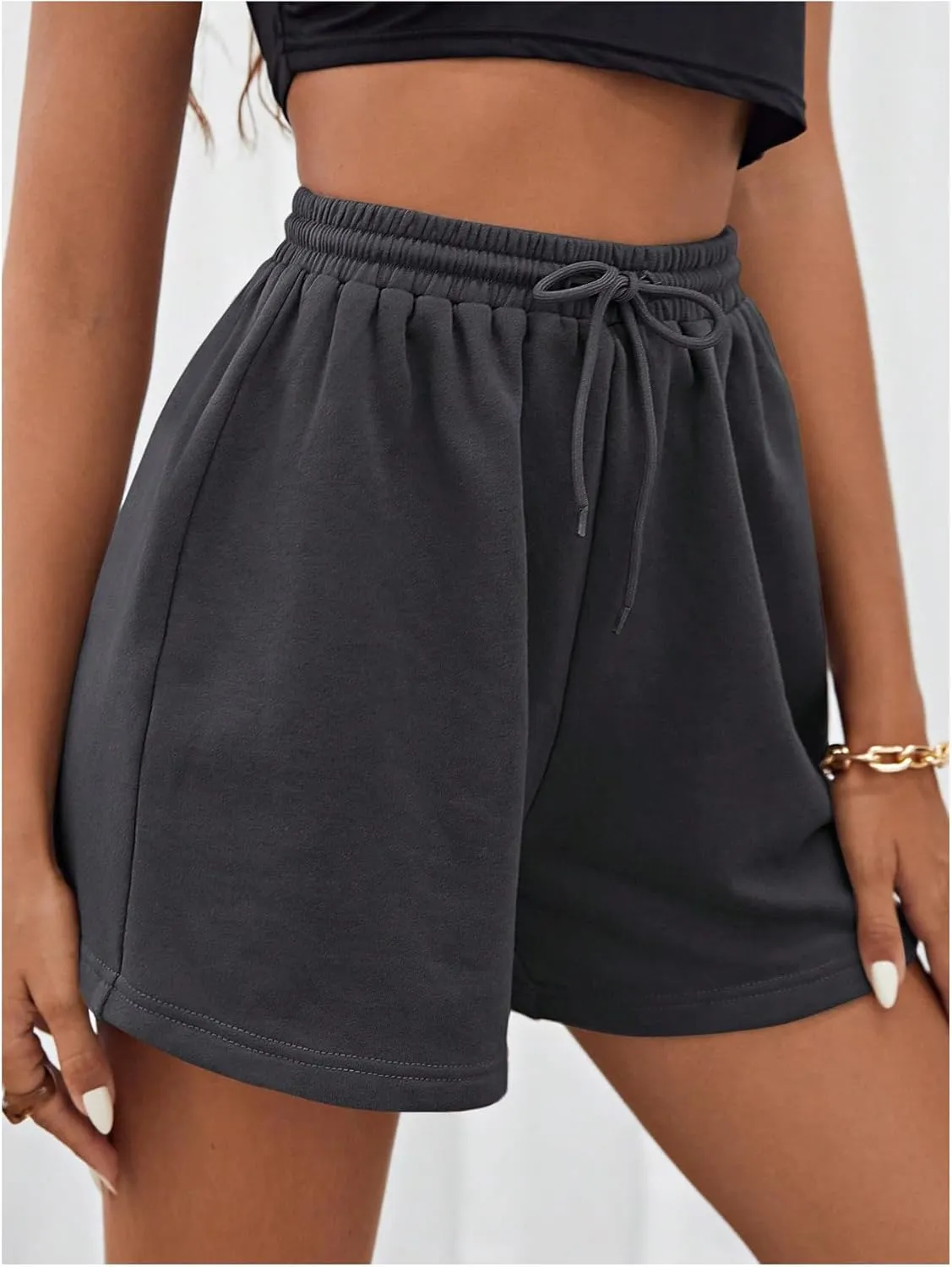 MakeMeChic Women's Casual Drawstring Waist Sweat Shorts Running Track Shorts