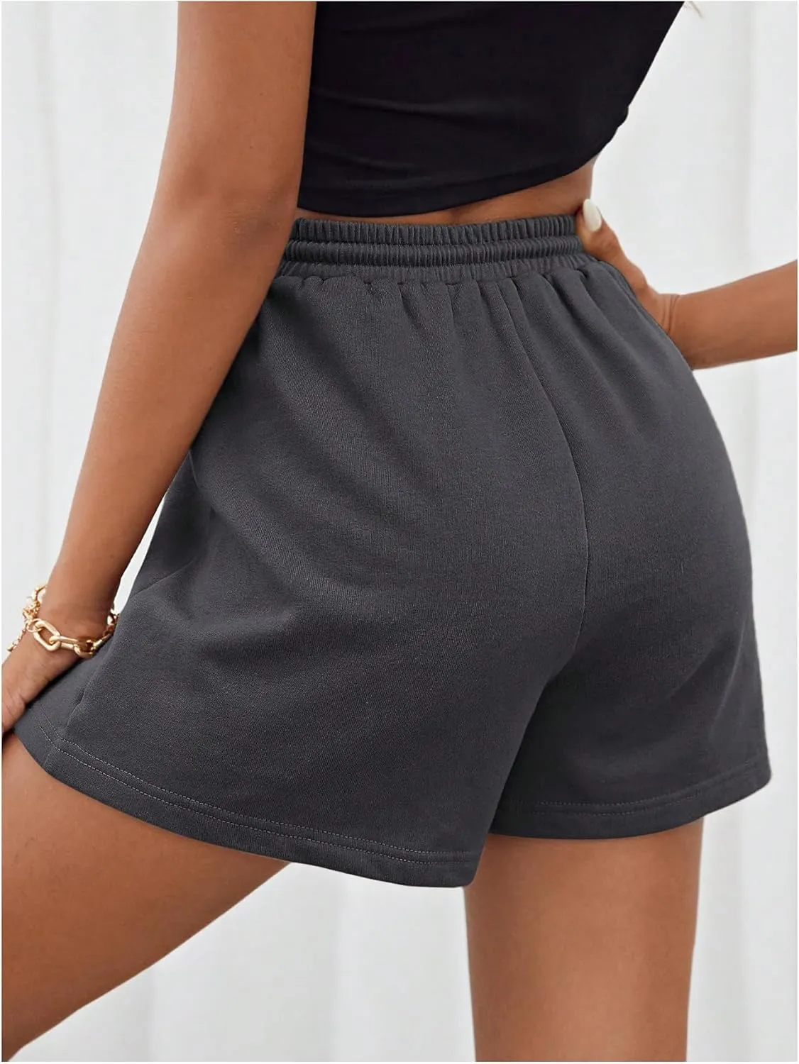 MakeMeChic Women's Casual Drawstring Waist Sweat Shorts Running Track Shorts