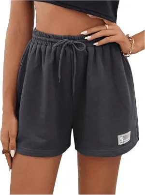 MakeMeChic Women's Casual Drawstring Waist Sweat Shorts Running Track Shorts