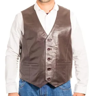 Man Traditional Classic Smart Vest Waistcoat Suede and Leather Black Brown Green