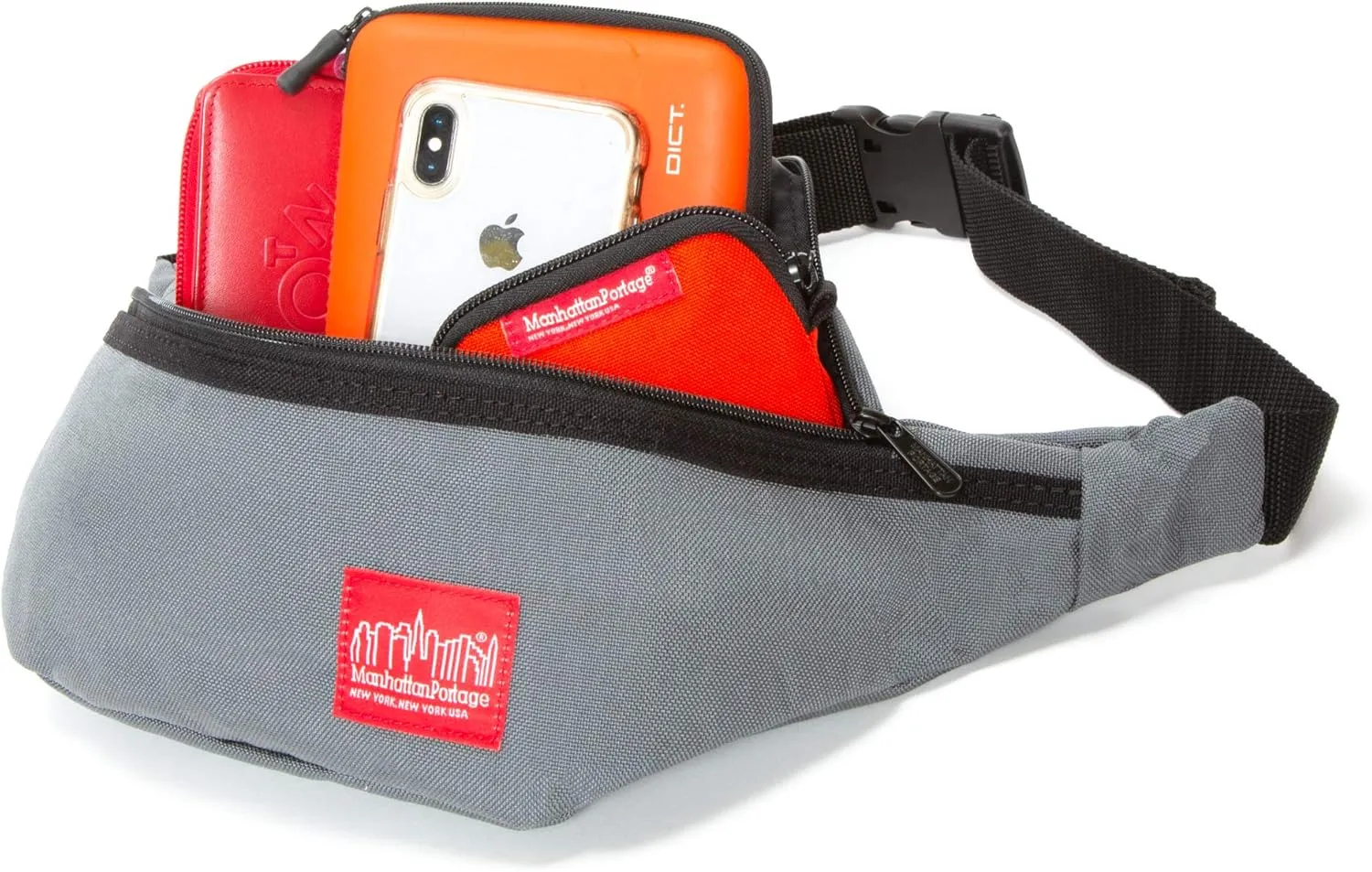 Manhattan Portage Brooklyn Bridge Waist Bag (GRY, men, women, water resistant, cross body, waist, buckle closure, 1000D)