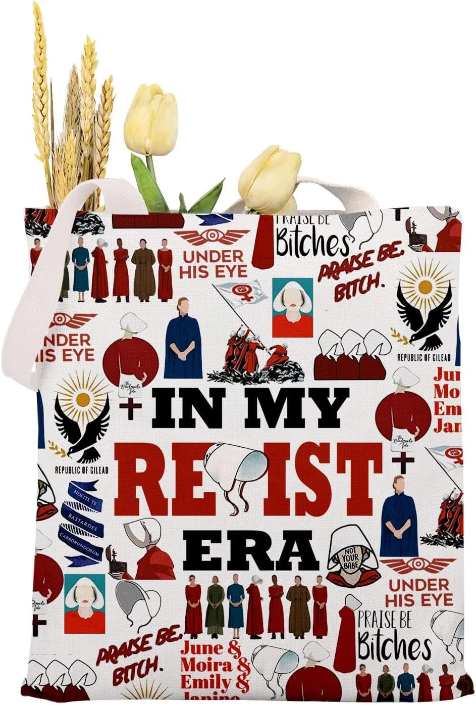 MAOFAED TV Show Inspired Tote Bag, Praise Be Bitches, Feminism Gift, Under His Eye, Blessed Be The Fruit