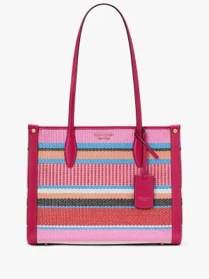 Market Striped Woven Straw Medium Tote