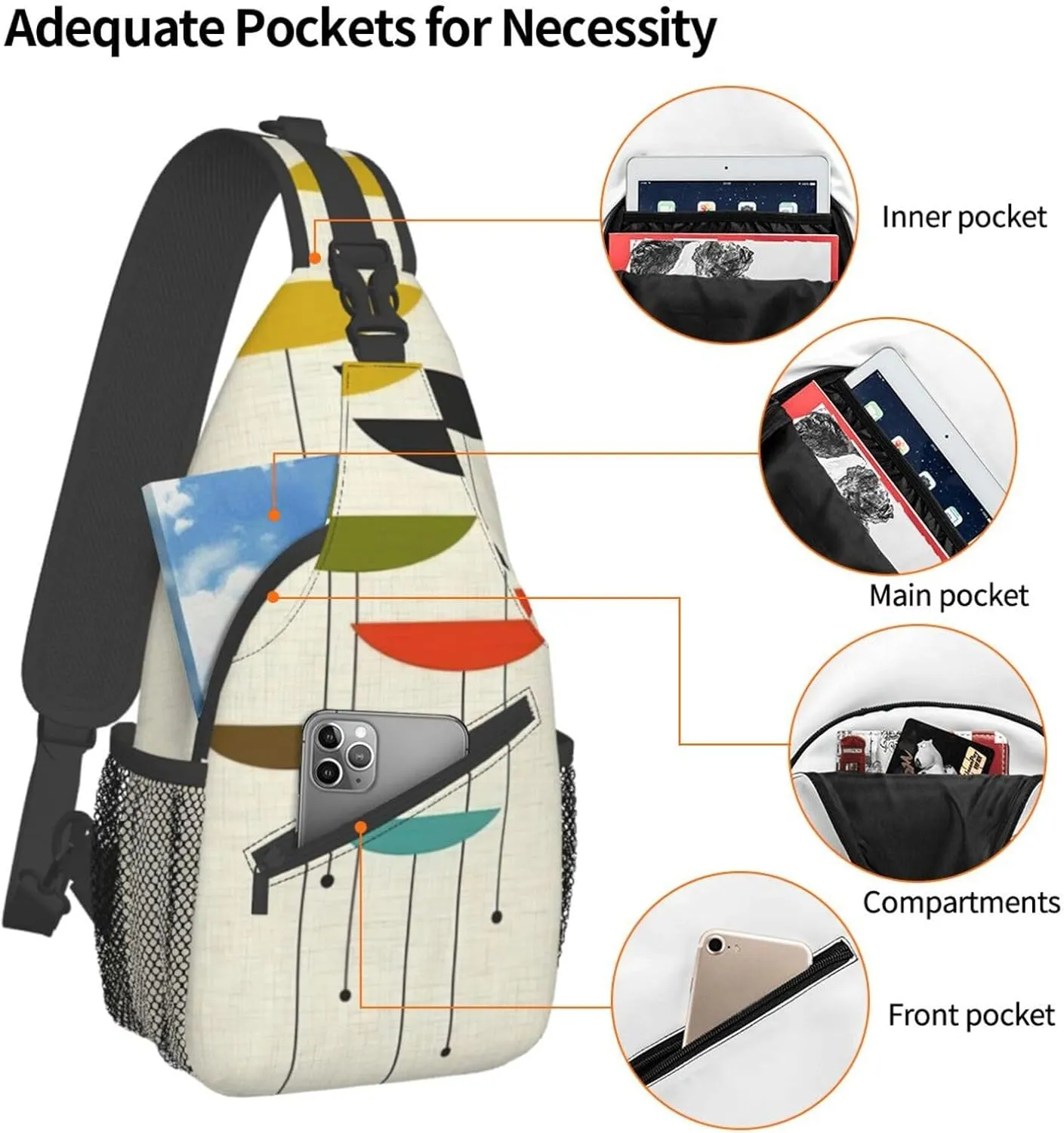 Math Formula Print Crossbody Sling Backpack For Women Men,Sling Bag Travel Hiking Chest Bag Daypack