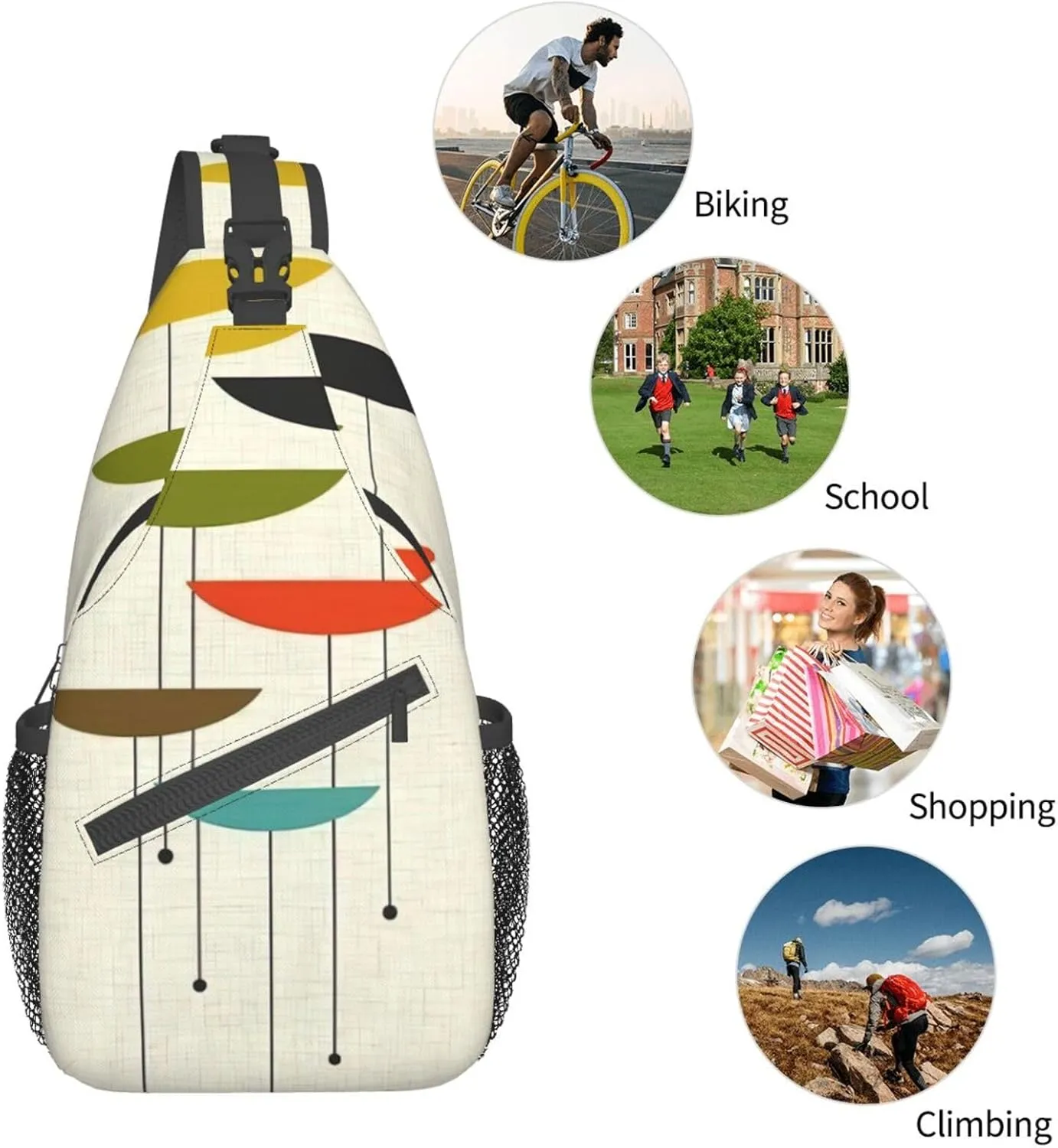 Math Formula Print Crossbody Sling Backpack For Women Men,Sling Bag Travel Hiking Chest Bag Daypack
