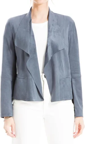 Max Studio Women's Faux Suede Short Drape Jacket