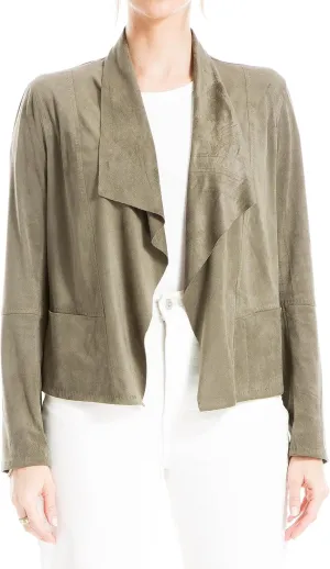 Max Studio Women's Faux Suede Short Drape Jacket