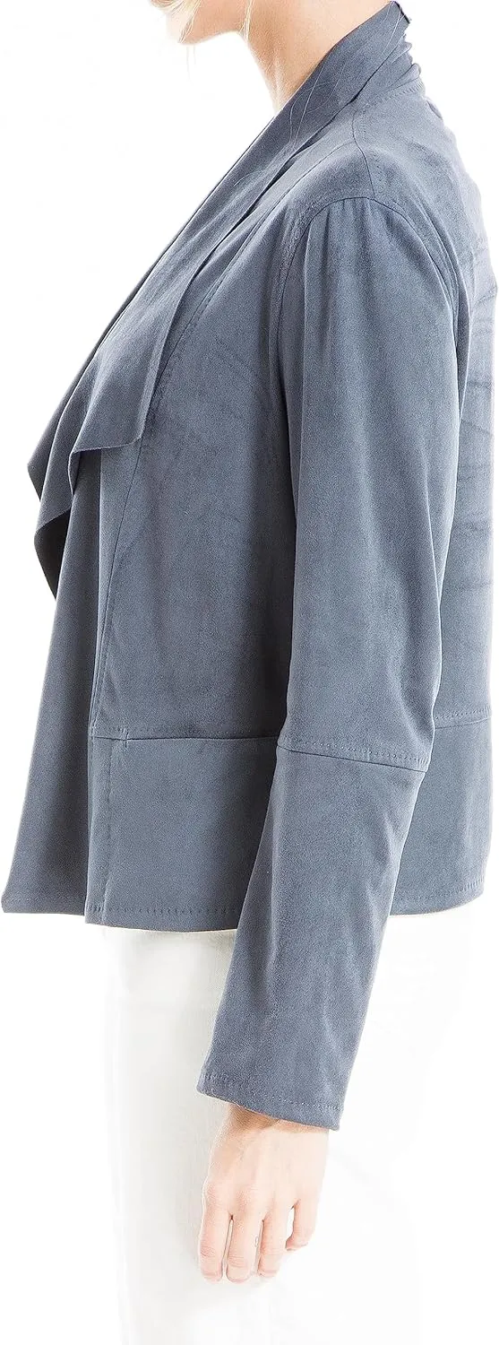 Max Studio Women's Faux Suede Short Drape Jacket