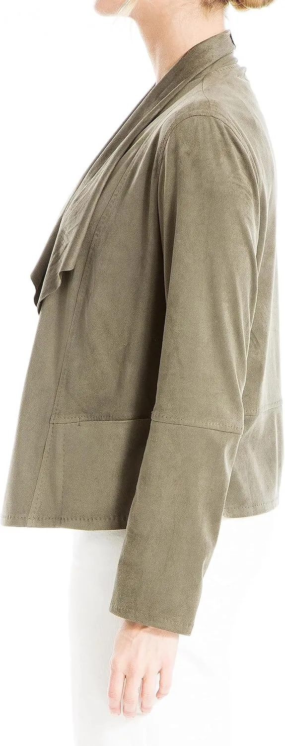 Max Studio Women's Faux Suede Short Drape Jacket