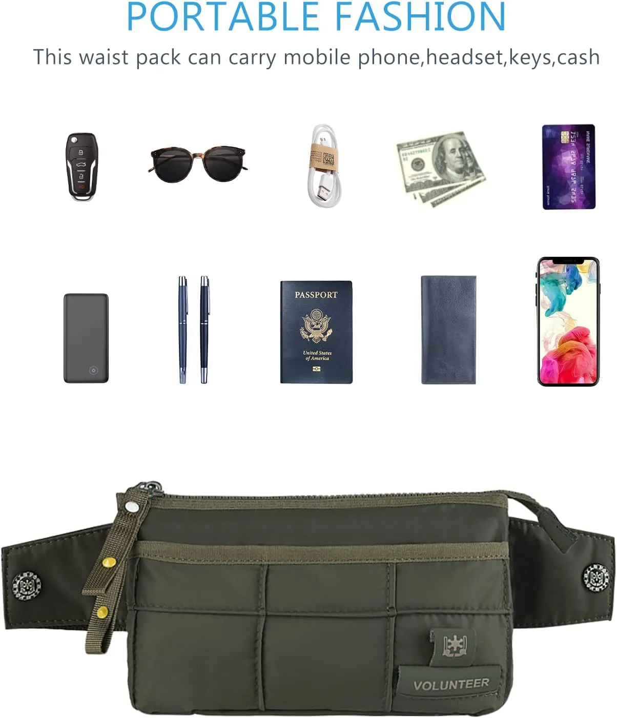 Men Women Fanny Pack, Sport Outdoor Waist Pack Bag, Anti-Theft Bum Bag, Jogging Cycling Hiking Running Traveling(Y9C Green)