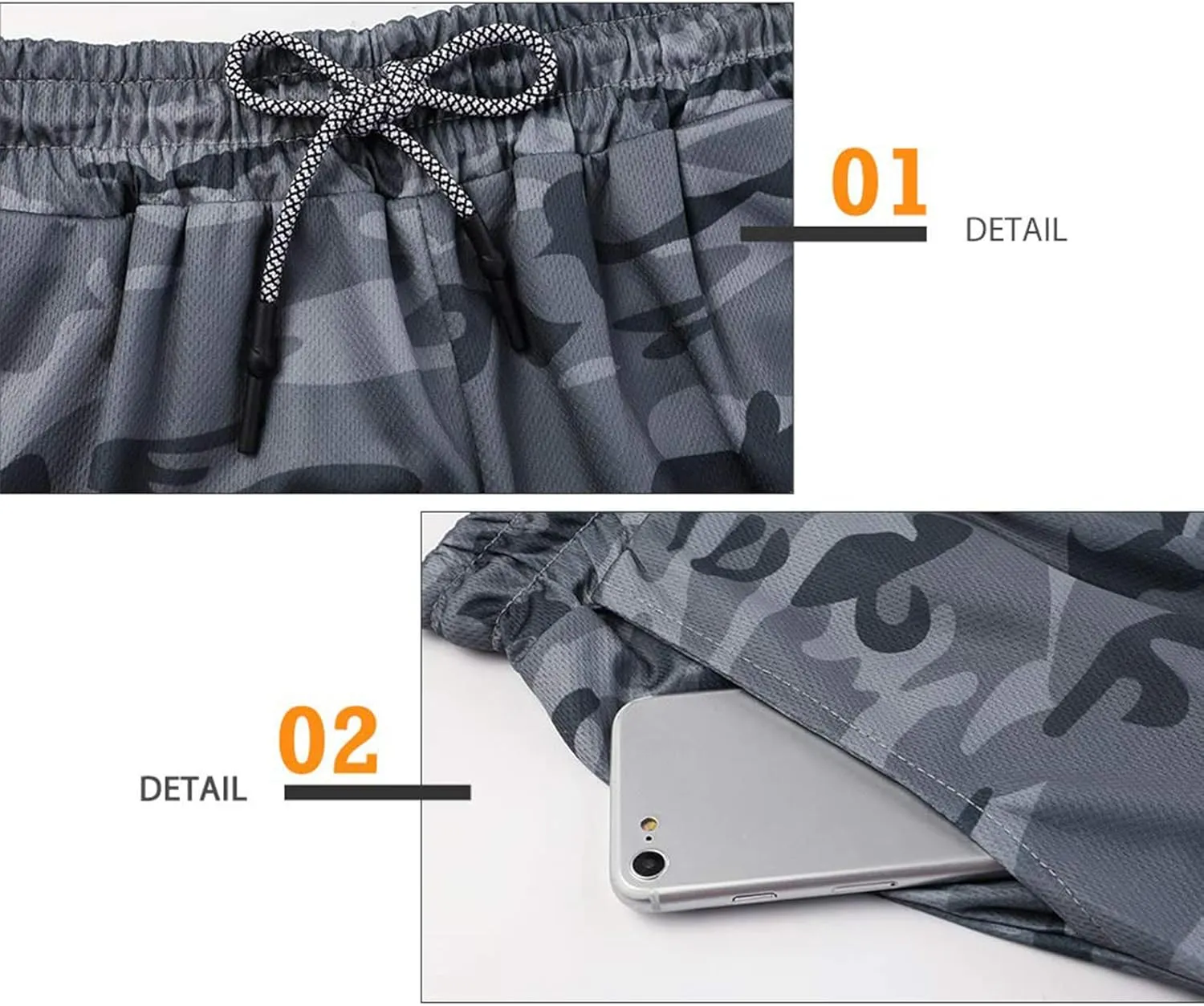 Men’s 2 in 1 Running Shorts with Pockets Quick Dry Breathable Active Gym Workout Shorts