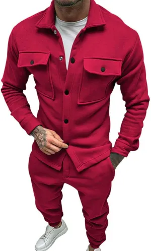 Mens 2 Piece Outfits Fall Winter Solid Color Zipper Sweater Pants Sports Sets Set Mens 2 Piece Big and Tall Hoodies