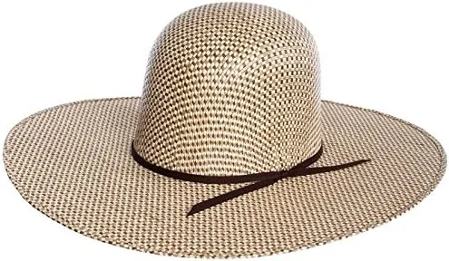 Mens 3 Tone Open Crown 5 Brim Straw Cowboy Hat 75/8 Beige