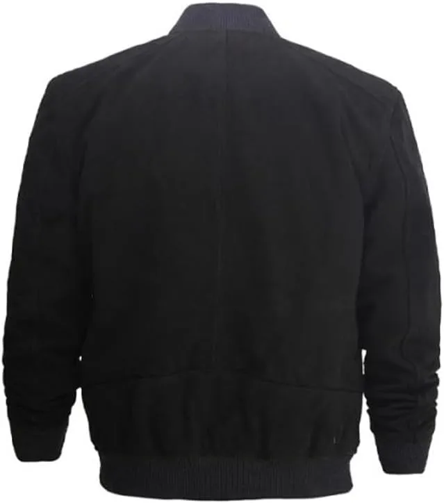 Men's Black Suede Leather Bomber Jacket | Stylish Men's Real Leather Causal Jacket