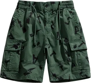Mens Cargo Shorts Multi Pocket Relaxed Fit Work Shorts Camo Lightweight Hiking Shorts for Camping Hiking