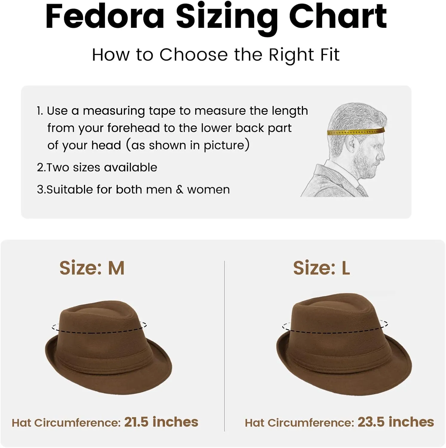 Men's Classic Manhattan Structured Trilby Fedora Hat for Women