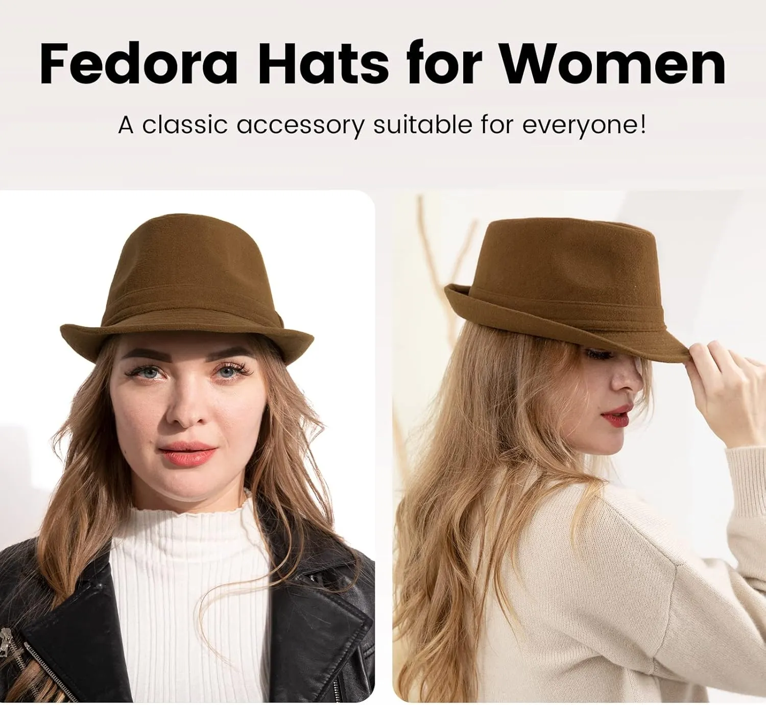 Men's Classic Manhattan Structured Trilby Fedora Hat for Women