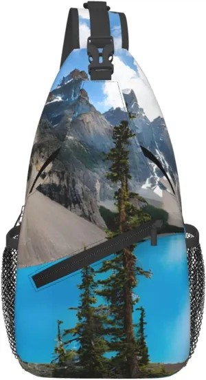 Men's Cross Chest Bag Diagonally(Rocky Mountains), Crossbody Shoulder Bag Travel Hiking Daypack for Women