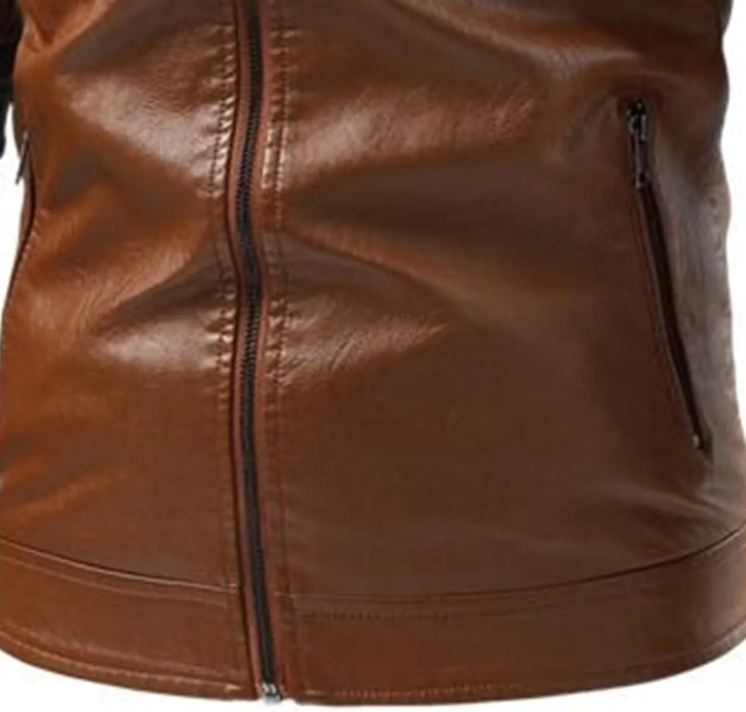 Men's Faux Zip-Up Slim Armor Leather Jacket Stand Collar PU Motorcycle Biker Outerwear Long Sleeve Coat Jackets