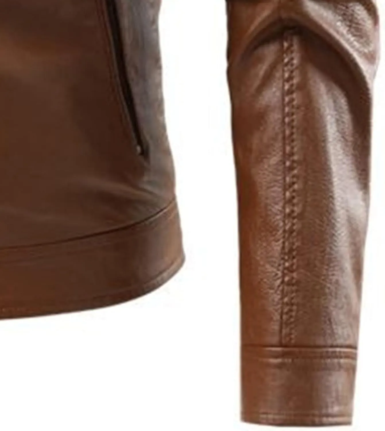 Men's Faux Zip-Up Slim Armor Leather Jacket Stand Collar PU Motorcycle Biker Outerwear Long Sleeve Coat Jackets