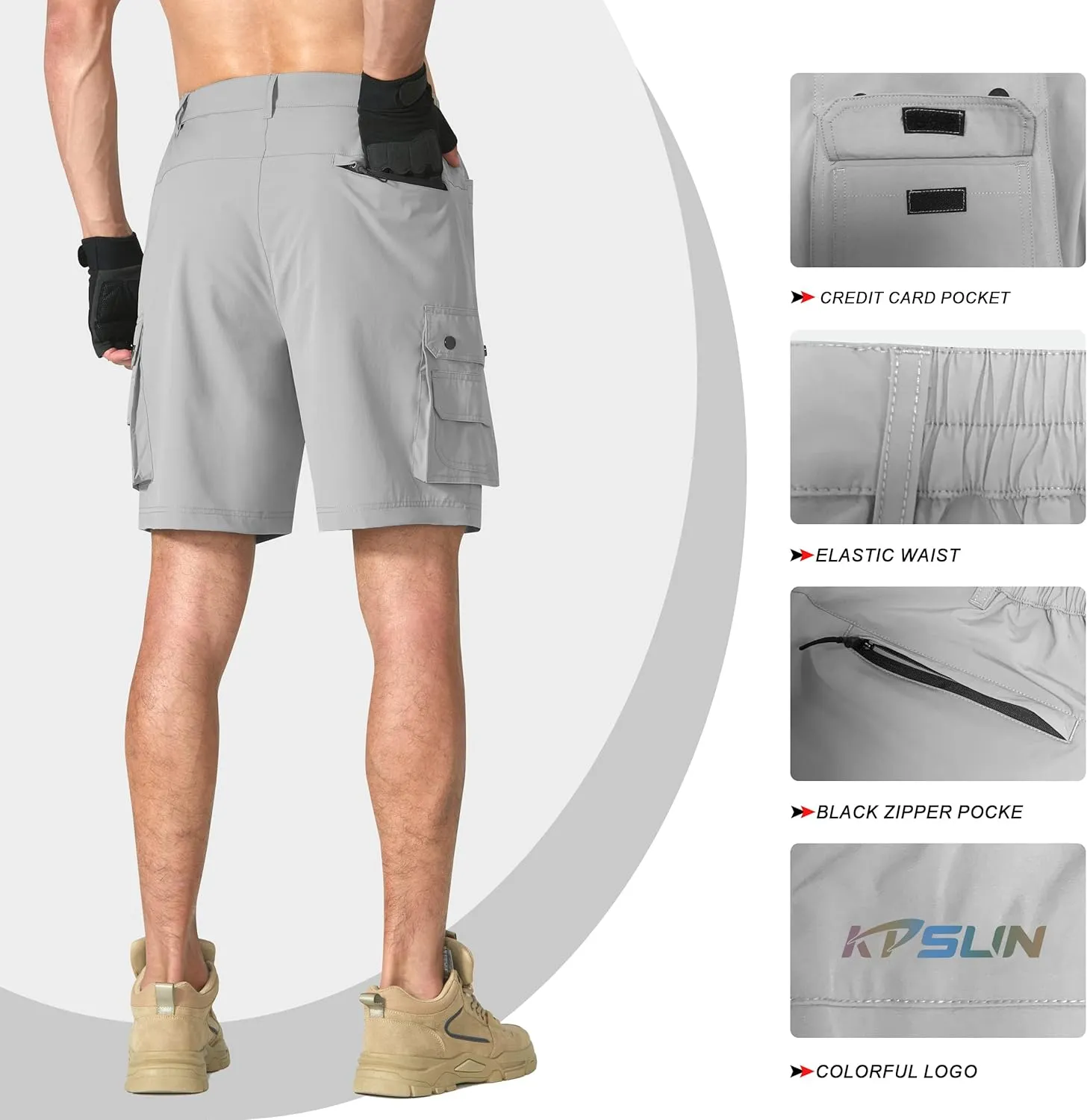 Mens Golf Shorts Quick Dry Casual Cargo Hiking Work Shorts with Multi Pocket for Travel Fishing Tactical