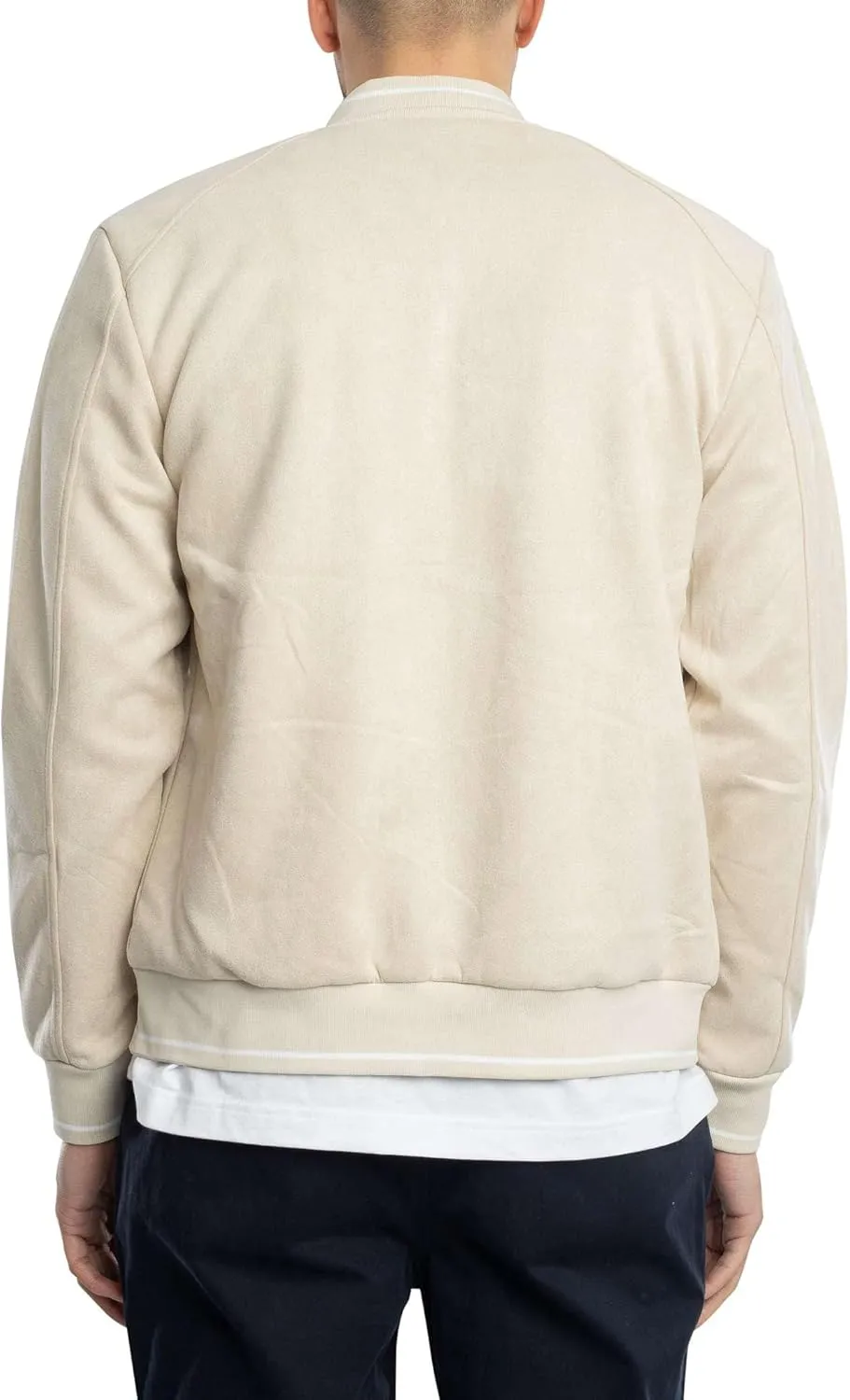 Men's Logo Suede Bomber Jacket, Beige