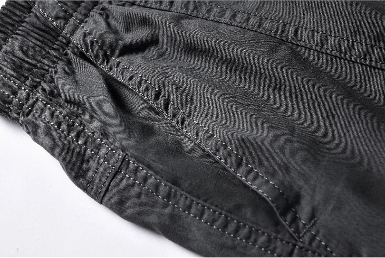 Men's Loose Fit Cargo Pants Drawstring Cotton Tactical Pants with Zipper Pockets