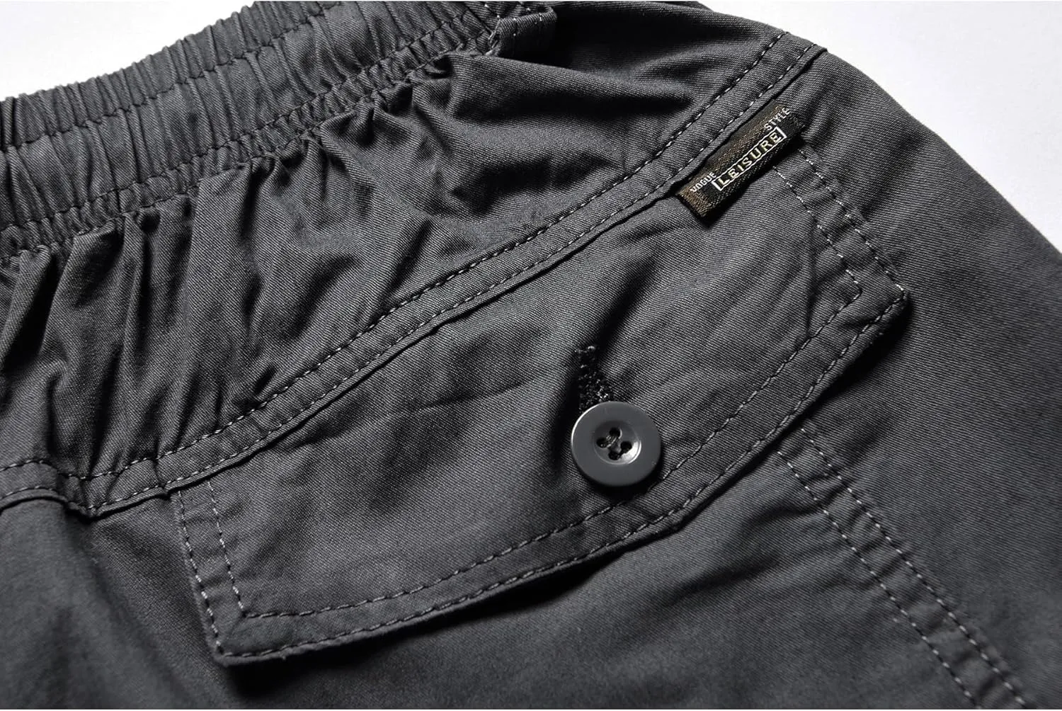 Men's Loose Fit Cargo Pants Drawstring Cotton Tactical Pants with Zipper Pockets