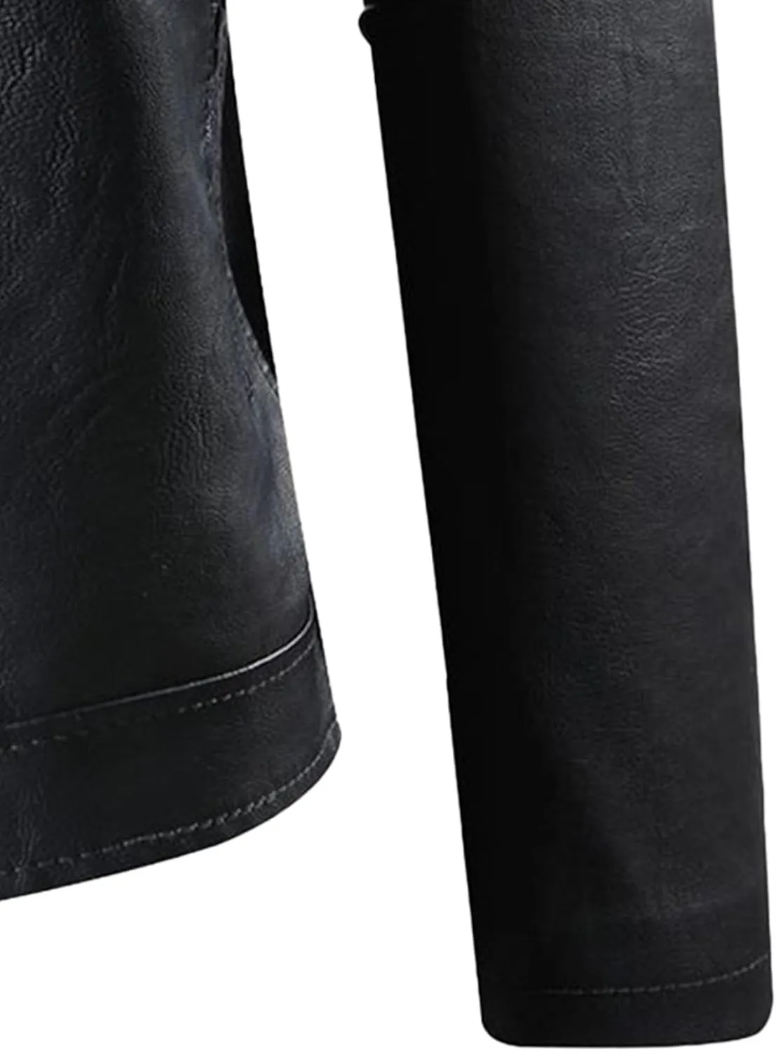 Men's Stand Collar PU Motorcycle Jacket Biker Riding Long Sleeve Coat Jackets Faux Zip-Up Slim Armor Leather Outerwear