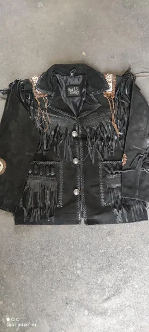 Mens Traditional Buckskin Cowboy Suede Leather Jacket Western Fringe/Beads Native American