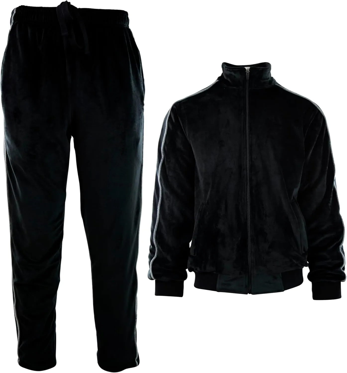 Mens Velour Set with Zippered Pockets and Velour Lining