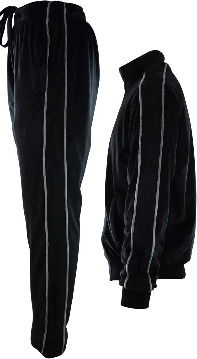 Mens Velour Set with Zippered Pockets and Velour Lining