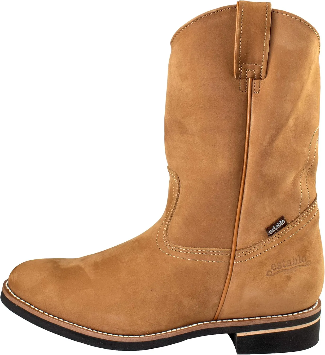 Men's Work Boots Establo Nubuck Leather Color Cinnamon Round Toe