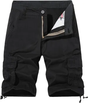 Men's Workout Cargo Shorts with Pockets Quick Dry Button Zipper Athletic Gym Running Elastic Casual Hiking Trunks