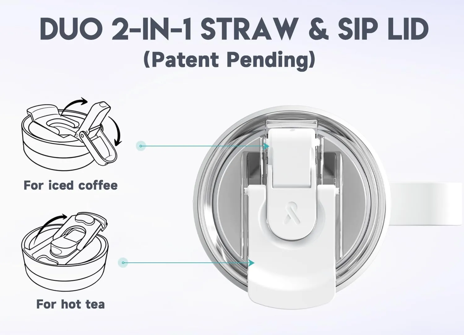 Meoky 40oz Tumbler with Handle, Stainless Steel Travel Mug with 2-in-1 Straw and Sip Lid, Vacuum Insulated Coffee Mug, 100% Leak Proof, Keeps Cold for 34 Hours or Hot for 10 Hours (Azure)