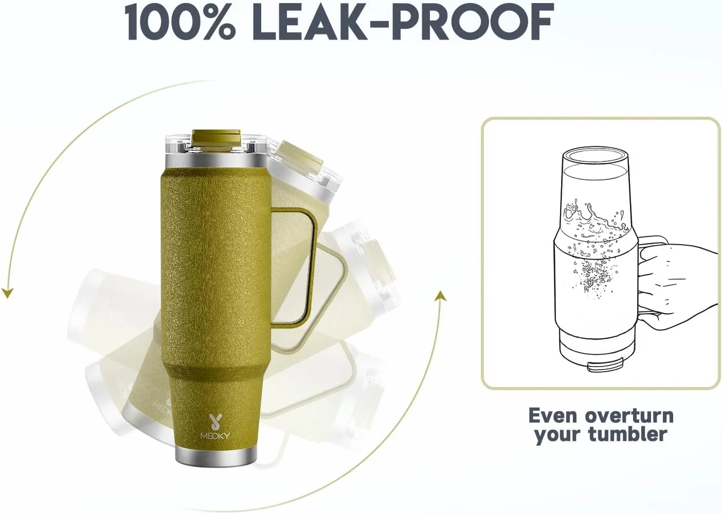 Meoky 40oz Tumbler with Handle, Stainless Steel Travel Mug with 2-in-1 Straw and Sip Lid, Vacuum Insulated Coffee Mug, 100% Leak Proof, Keeps Cold for 34 Hours or Hot for 10 Hours (Forest)