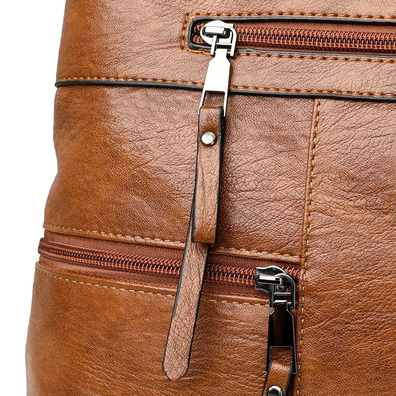 Metro Mode Faux Leather Tote – Multi-Zip Carry Bag
