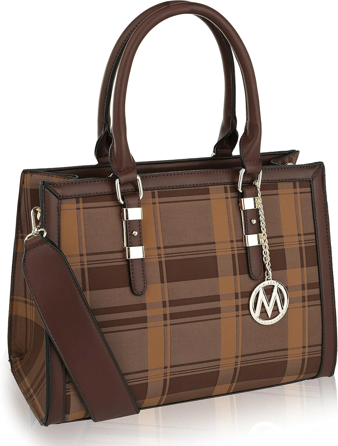 Mia K. Collection Crossbody for Women Satchel Shoulder Bag, Adjustable Strap, PU Leather, Top-Handle Purse Gold-Tone Hardware