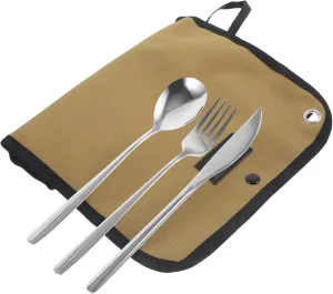 Milisten 1Set Outdoor Camping Cutlery Portable Utensils Storage Organizer with Built Compartments for Picnic Hiking and Barbecue Multi Functional Tableware Pouch for Easy Access