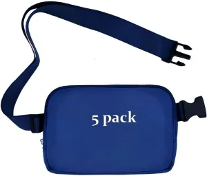 Mini Belt Bags 5 pack with Adjustable Strap Crossbody Bag Small Fanny Pack for Workout Running Traveling Hiking (Blue 5)
